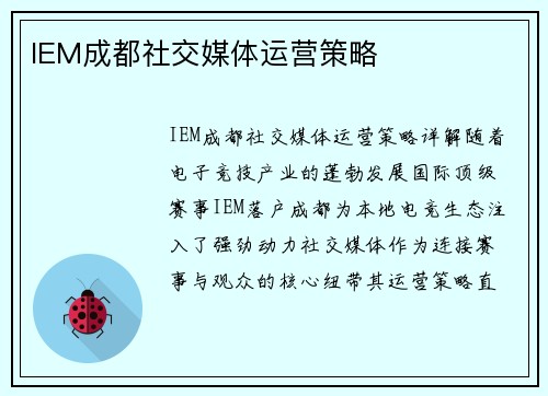 IEM成都社交媒体运营策略